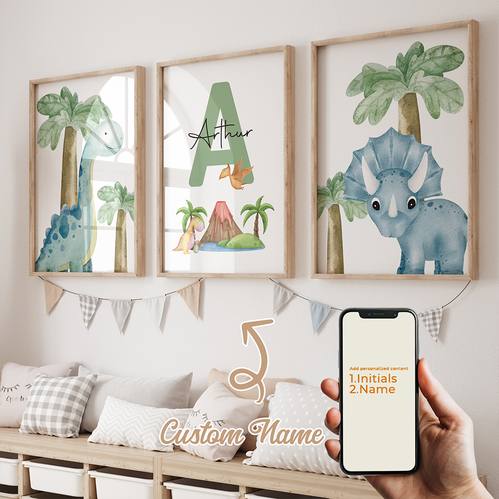 Baby Nursery Name - 3pcs Personalized Custom Name Cartoon Child