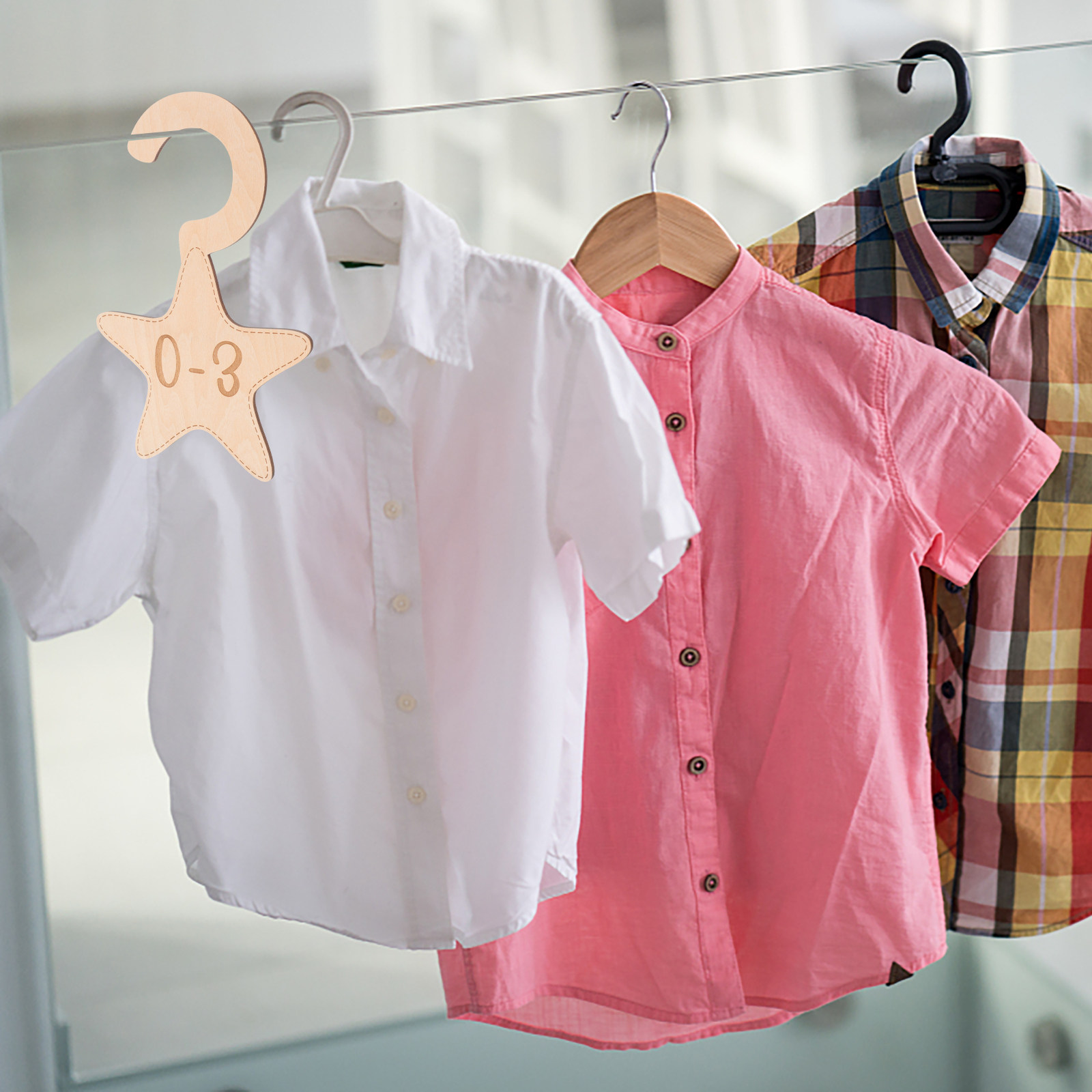 Baby Nursery Wardrobe - 7Pcs Infant Clothes Dividers Wooden Baby