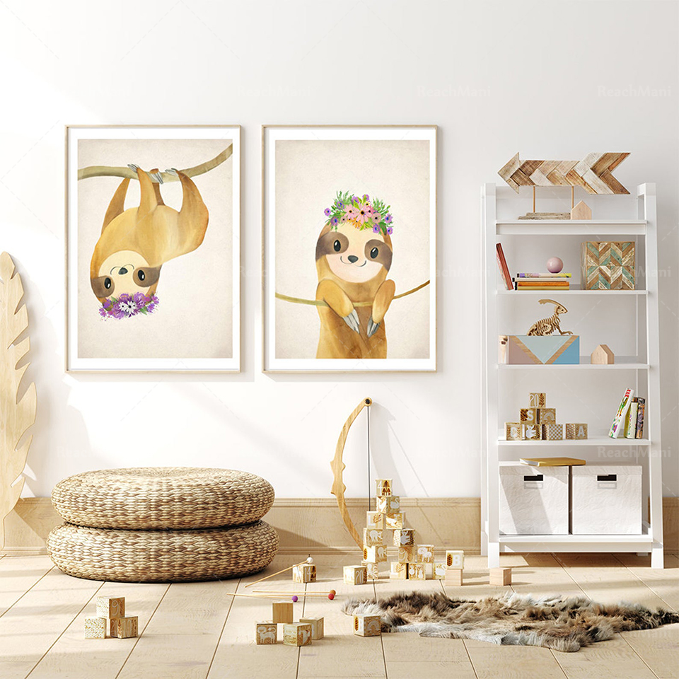 Baby Nursery Murals - A set of 2 lazy prints,