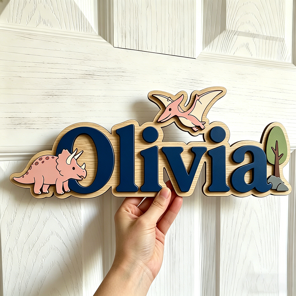 Baby Nursery Name - Personalized Dinosaur Name Sign for The
