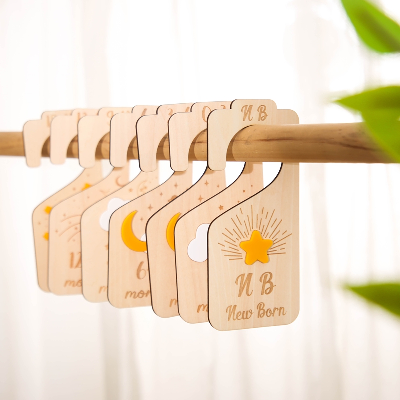 Baby Nursery Wardrobe - Wooden Baby Wardrobe Divider Label 7-Piece