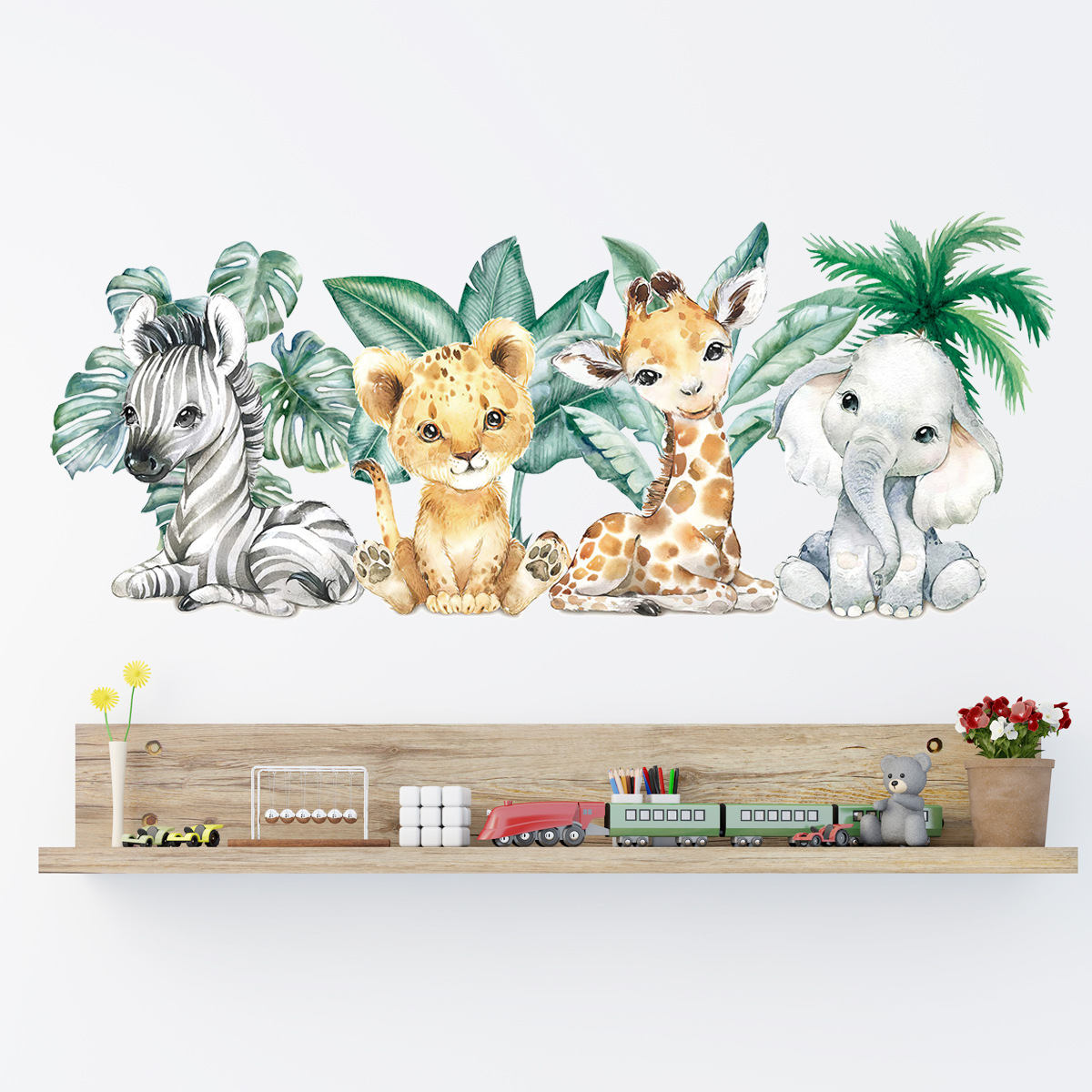 Baby Nursery Jungle Animals - Cartoon Cute Jungle Animals Watercolor Lion