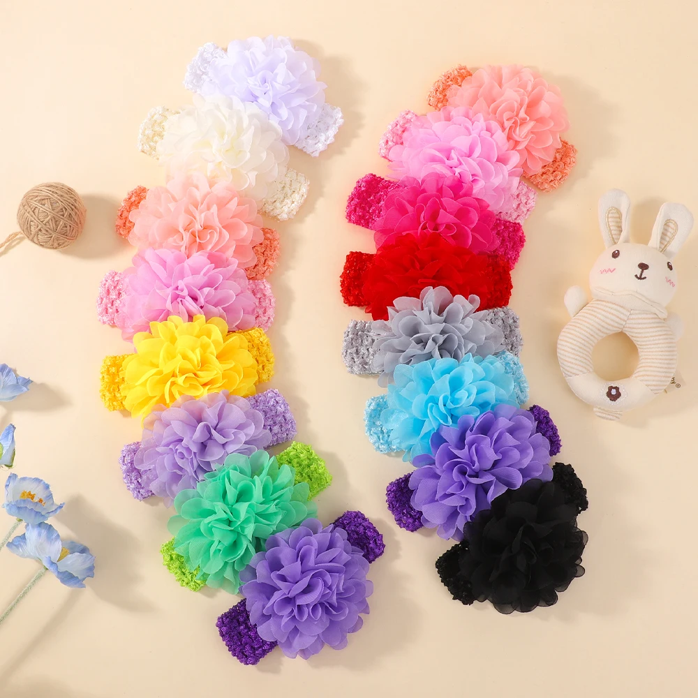 Baby Nursery Set - 4Pcs/set Chiffon Flower Baby Headbands Elastic