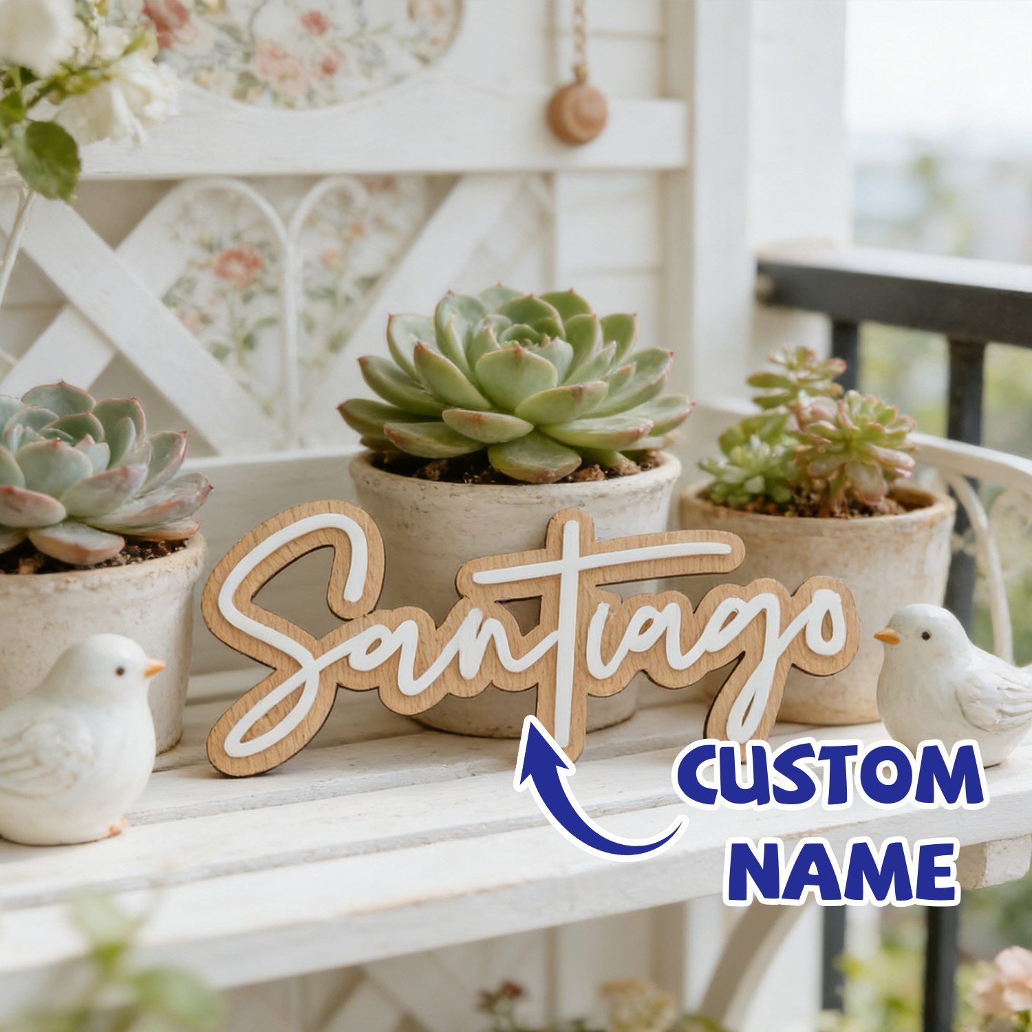 Baby Nursery Name - 1Pc Custom Name Cute White Wooden