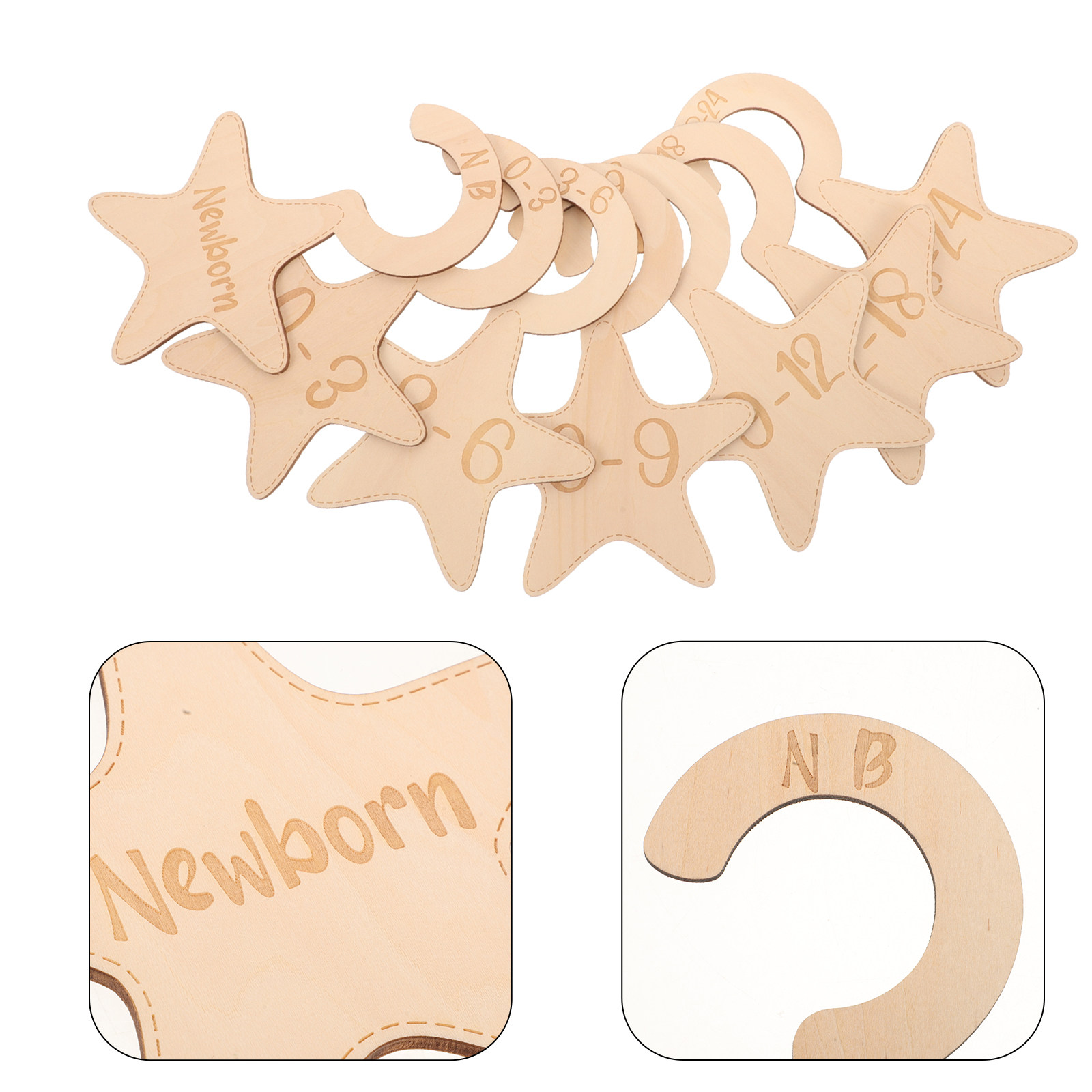 Baby Nursery Wardrobe - 7Pcs Baby Wardrobe Wooden Dividers Closet