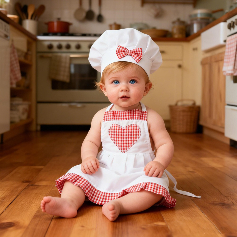 Baby Nursery Set - Red Gingham Baby Chef Costumes Newborn