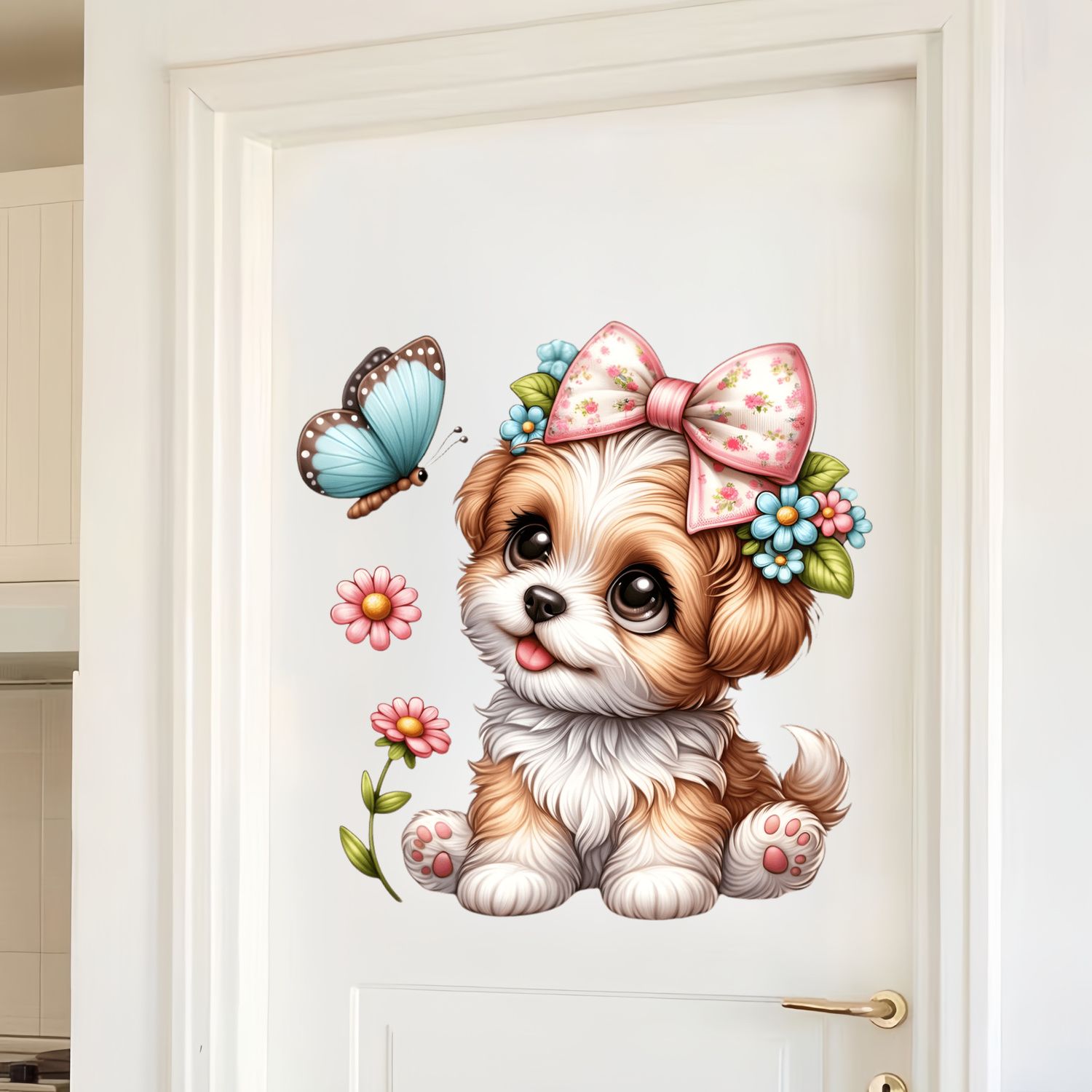 Baby Nursery Murals - Flower and Dog Wall Sticker Baby
