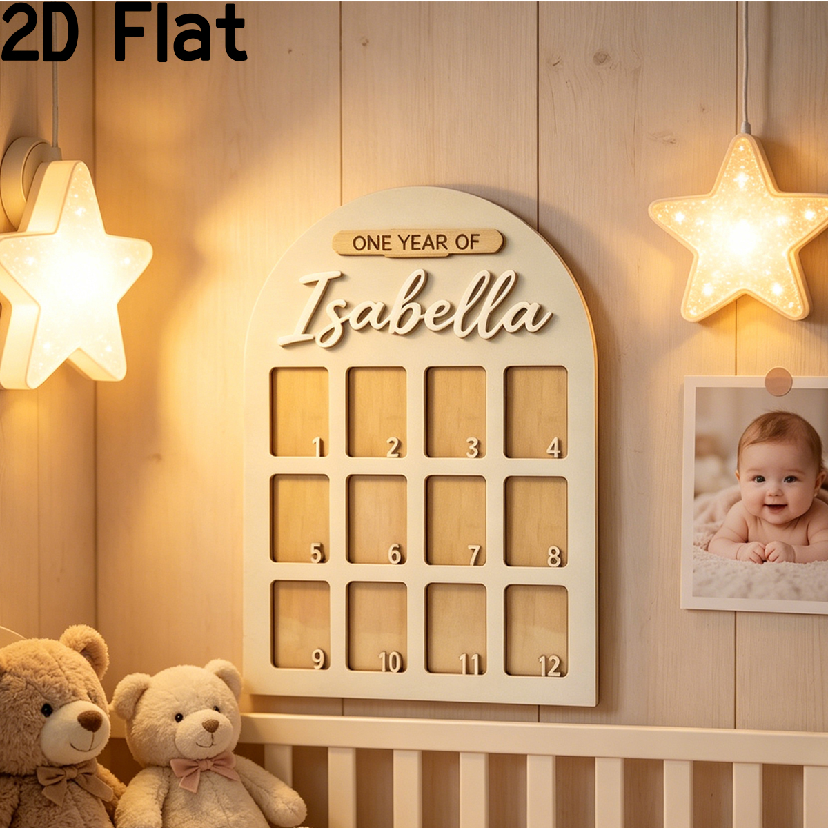 Baby Nursery Name - 1Pc Custom Photo Record Board Wooden