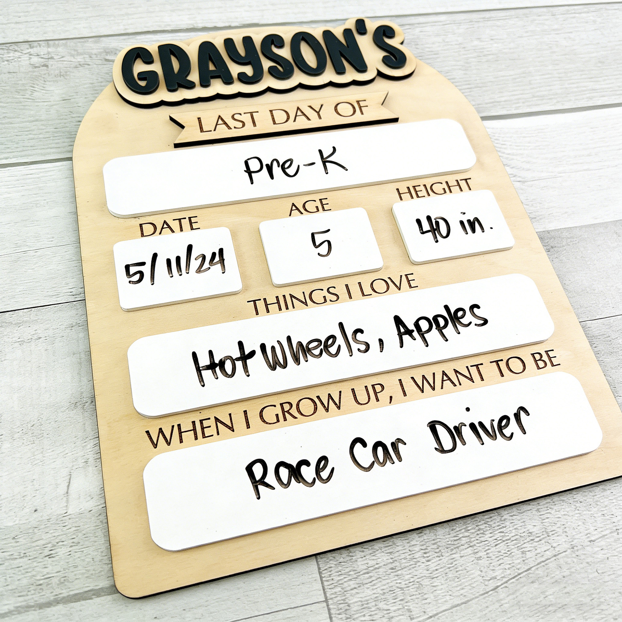 Baby Nursery Name - 1Pc Custom First/Last School Day Wooden
