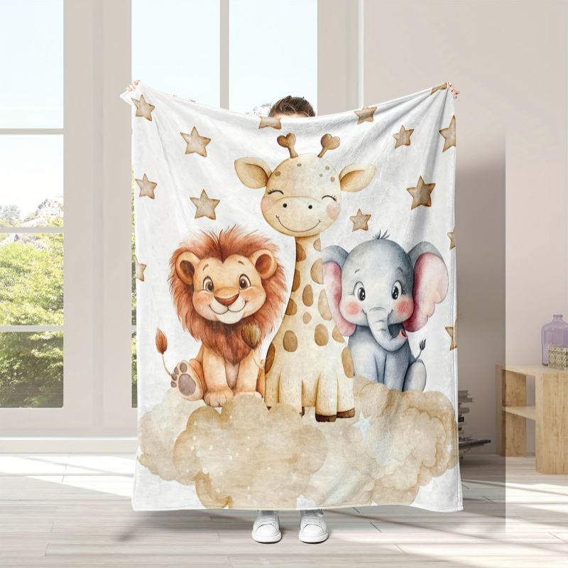 Baby Nursery Jungle Animals - VIKAMA Jungle Animal Print Flannel Cover