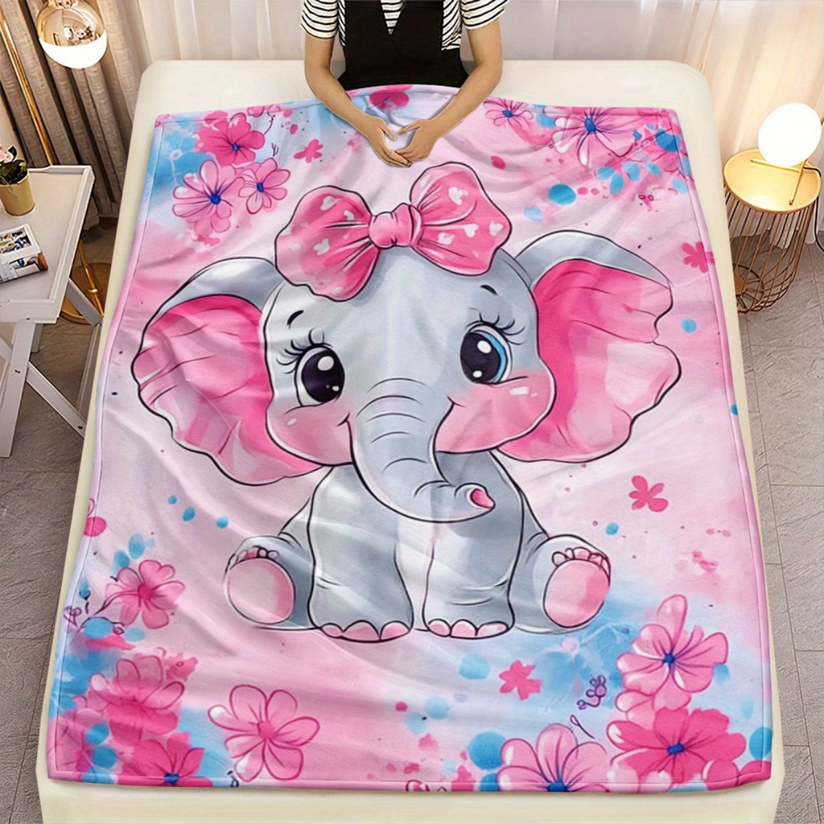 Baby Nursery Elephant Theme - 1pc Cute Pink Elephant with Bow