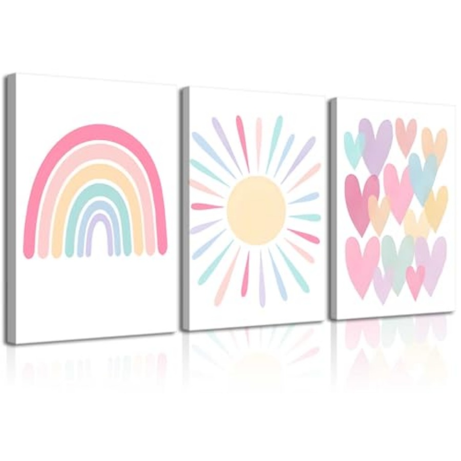 3Pcs Framed Pink Nursery Canva - огляд і ціна Baby Nursery Frames
