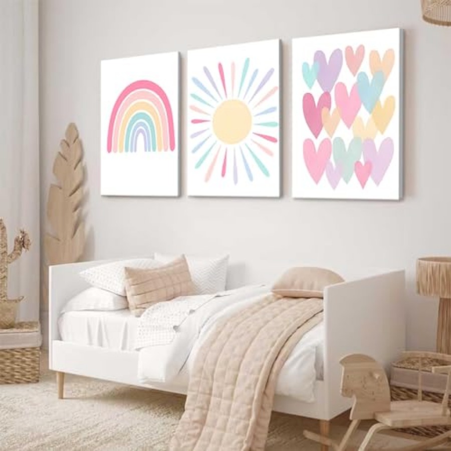 3Pcs Framed Pink Nursery Canva - огляд і ціна Baby Nursery Frames