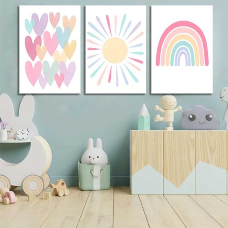 3Pcs Framed Pink Nursery Canva - огляд і ціна Baby Nursery Frames