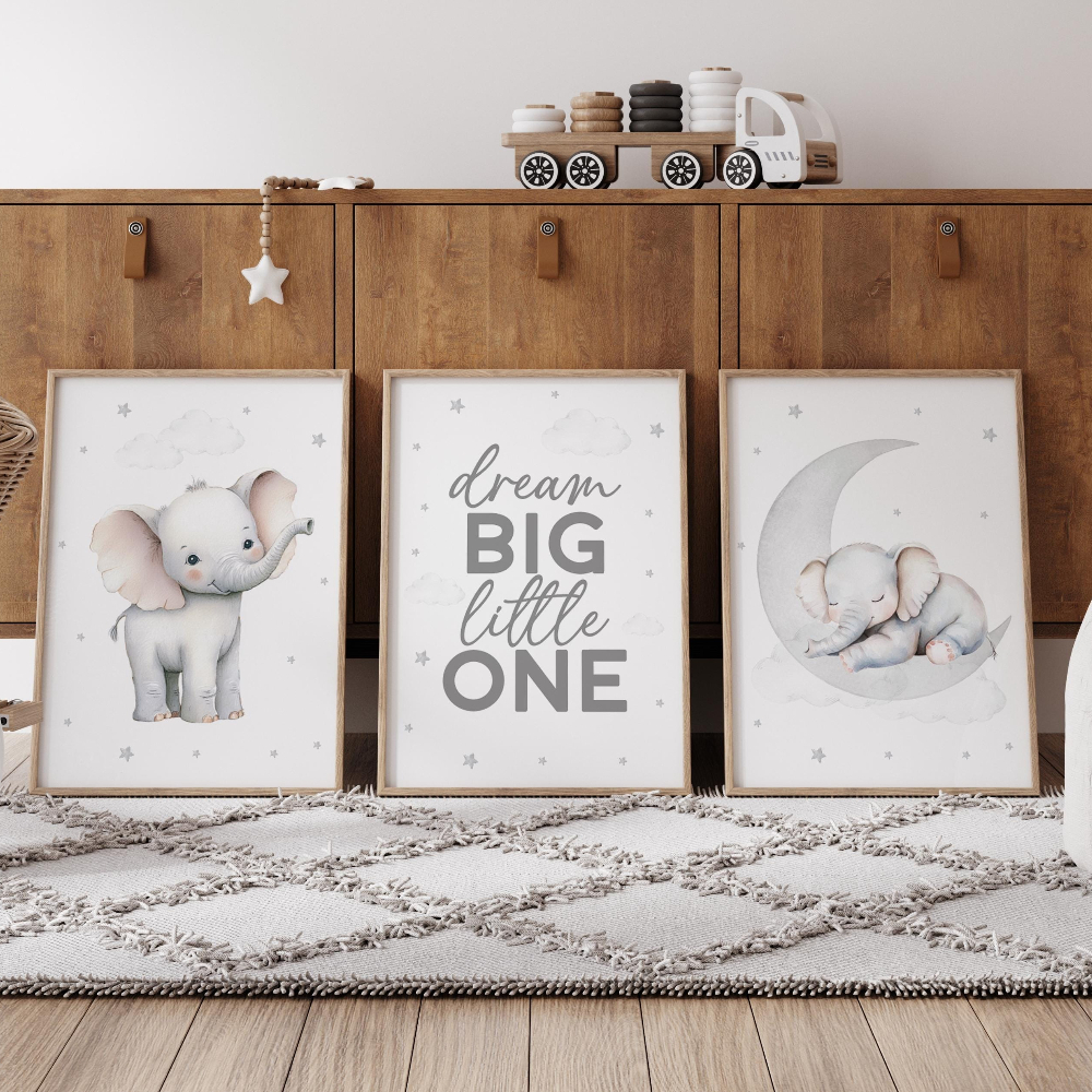 Elephant Nursery Print Set Neu - огляд і ціна Baby Nursery Elephant Theme