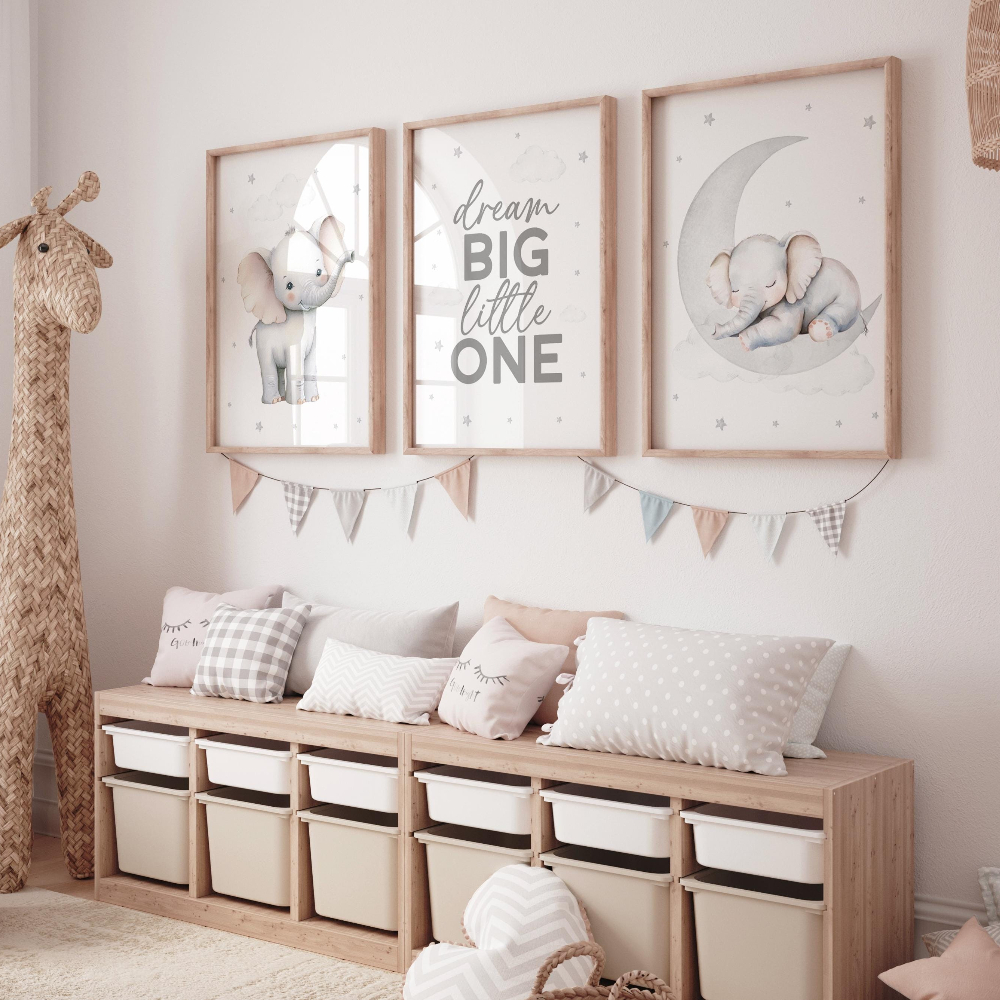 Elephant Nursery Print Set Neu - огляд і ціна Baby Nursery Elephant Theme