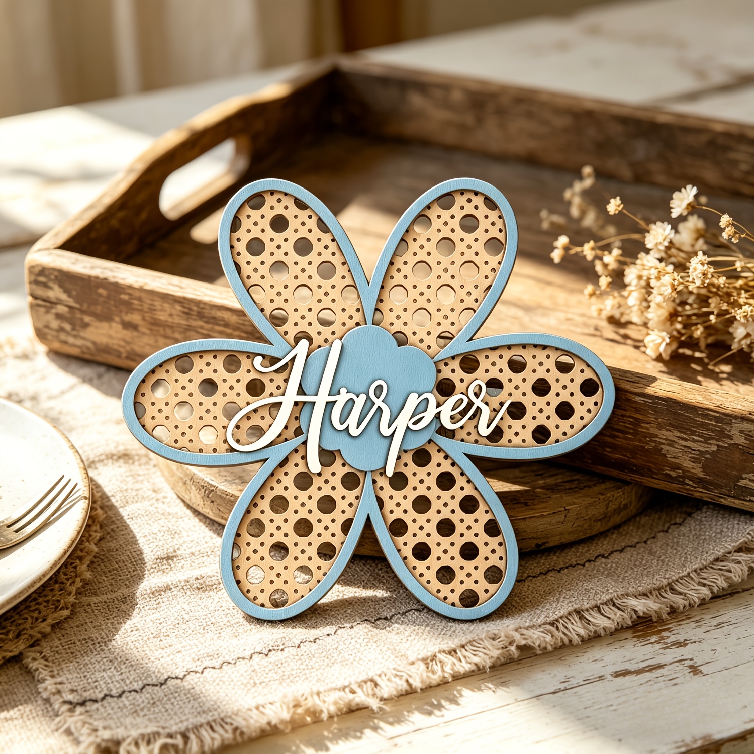 Personalized Boho Rattan Flowe - огляд і ціна Baby Nursery Name