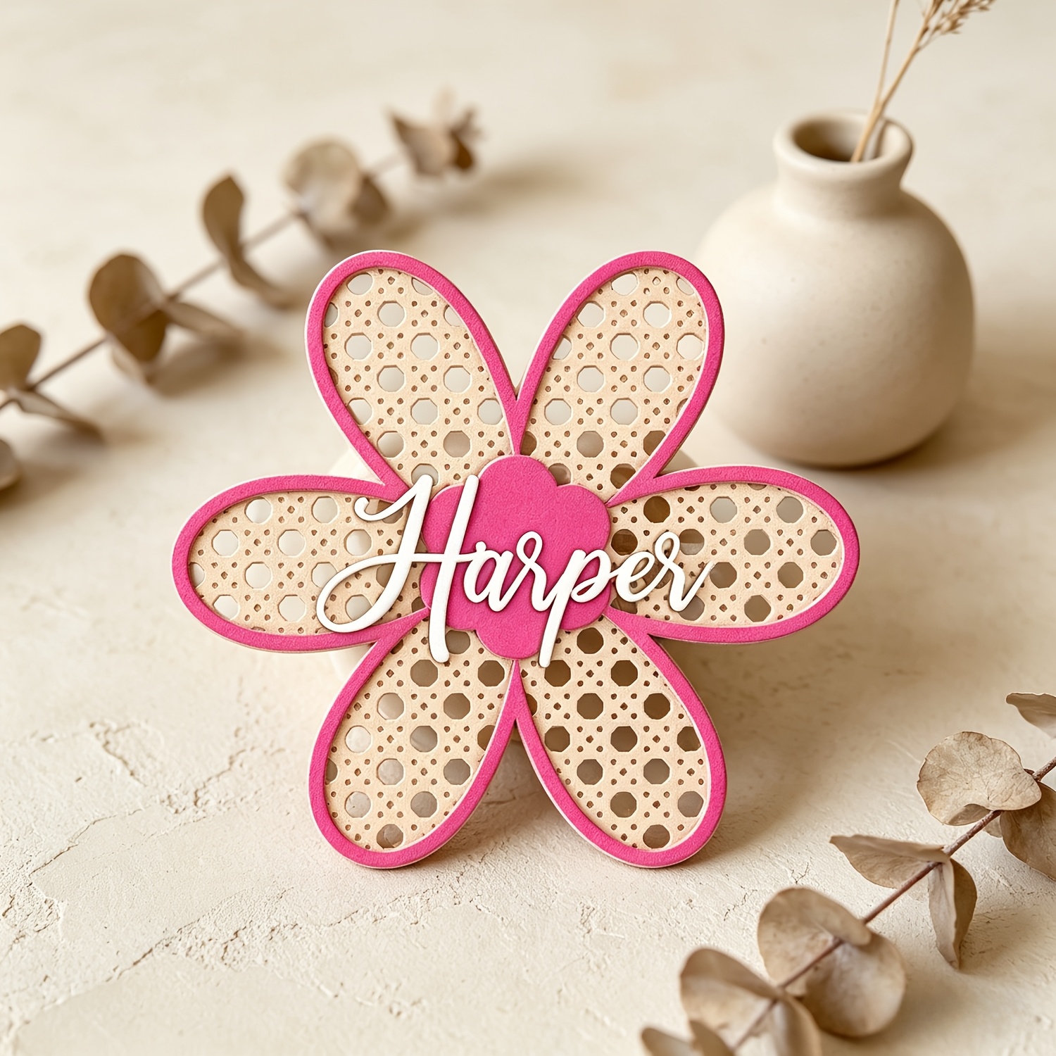 Personalized Boho Rattan Flowe - огляд і ціна Baby Nursery Name