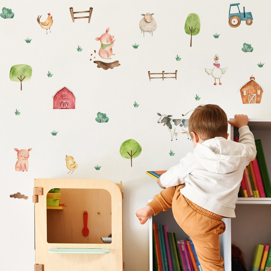 Boho Watercolor Cute Farm Anim - огляд і ціна Baby Nursery Murals