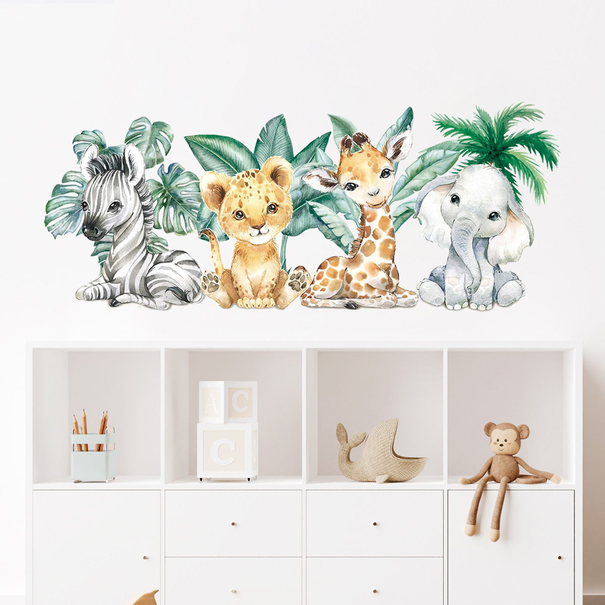 Cartoon Cute Jungle Animals Wa - огляд і ціна Baby Nursery Jungle Animals