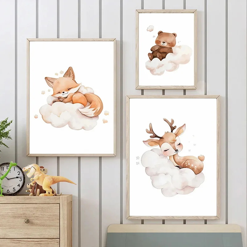Wall Art Cute Raccoon Fox Deer - огляд і ціна Baby Nursery Frames