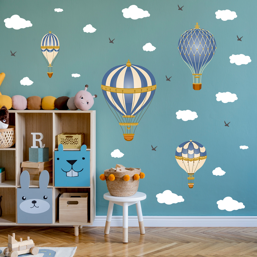 Cartoon Hot Air Balloon Clouds - огляд і ціна Baby Nursery Murals