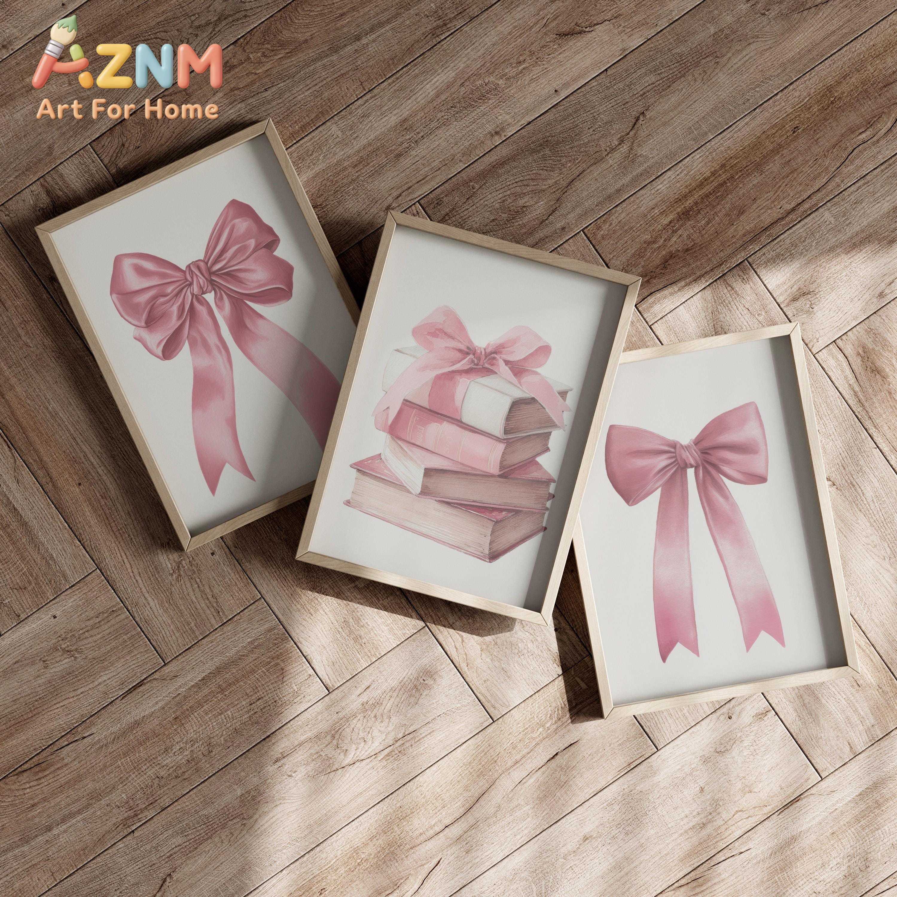 Pink Bows Wall Art Set of 3 Po - огляд і ціна Baby Nursery Frames