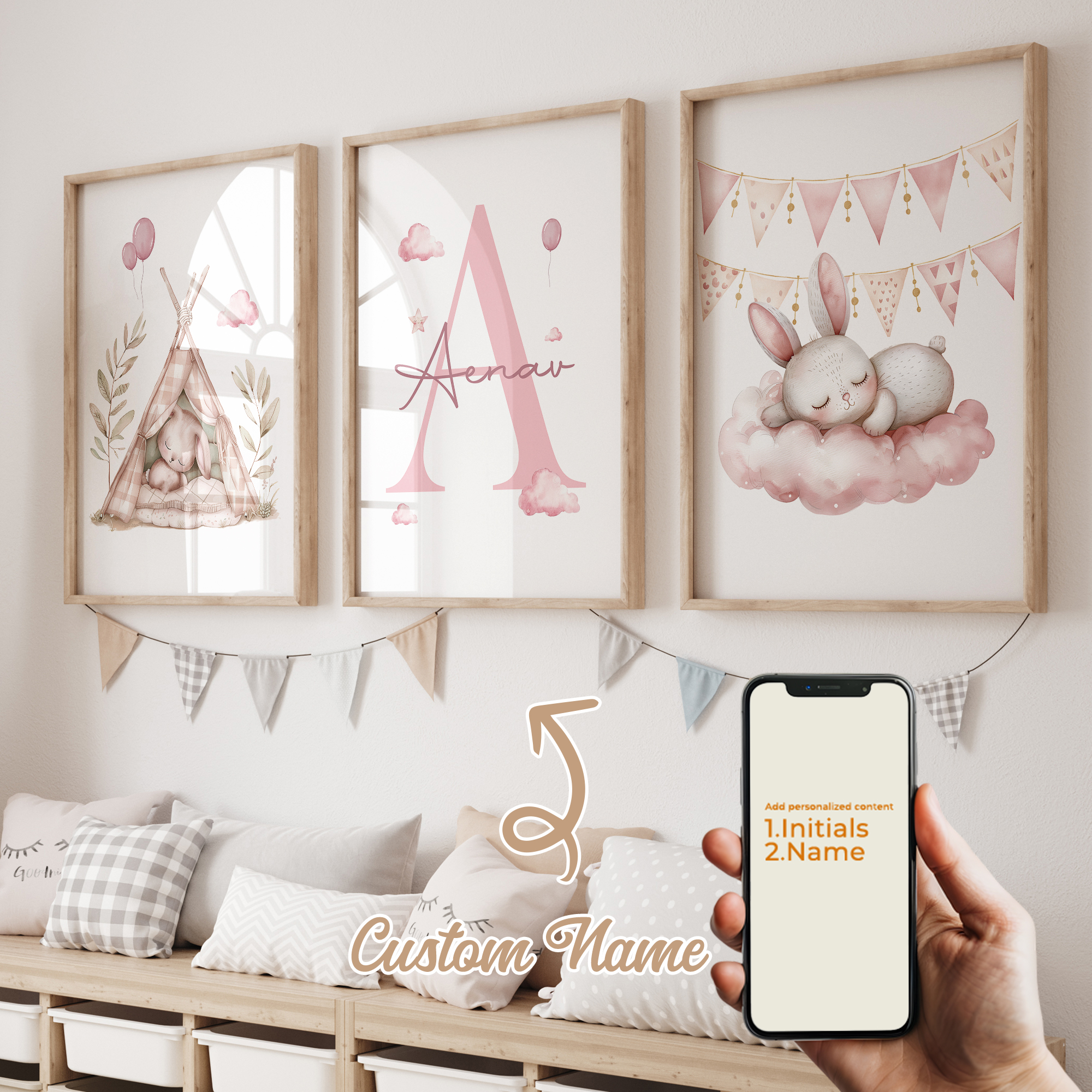 3pcs Personalized Custom Name  - огляд і ціна Baby Nursery Decor Girl