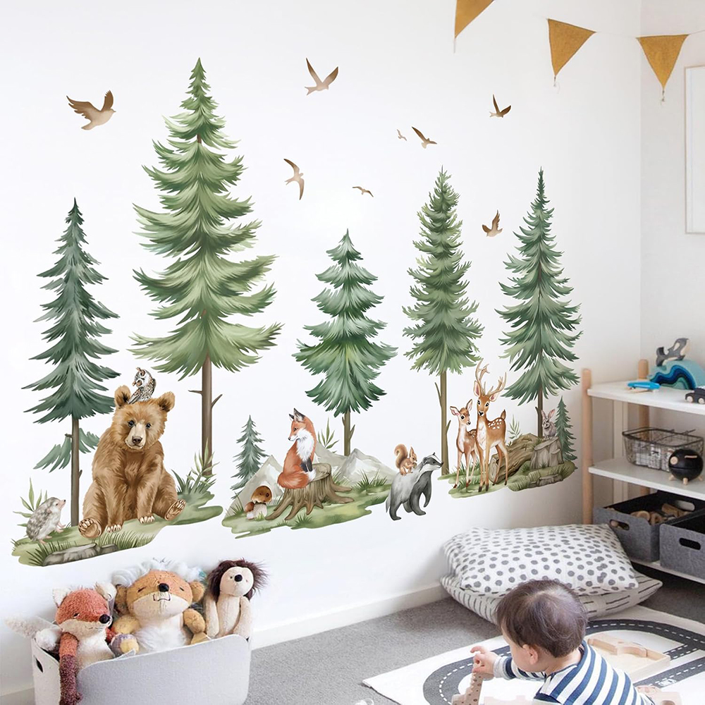 Large Mountain PineTree Wall S - огляд і ціна Baby Nursery Jungle Animals