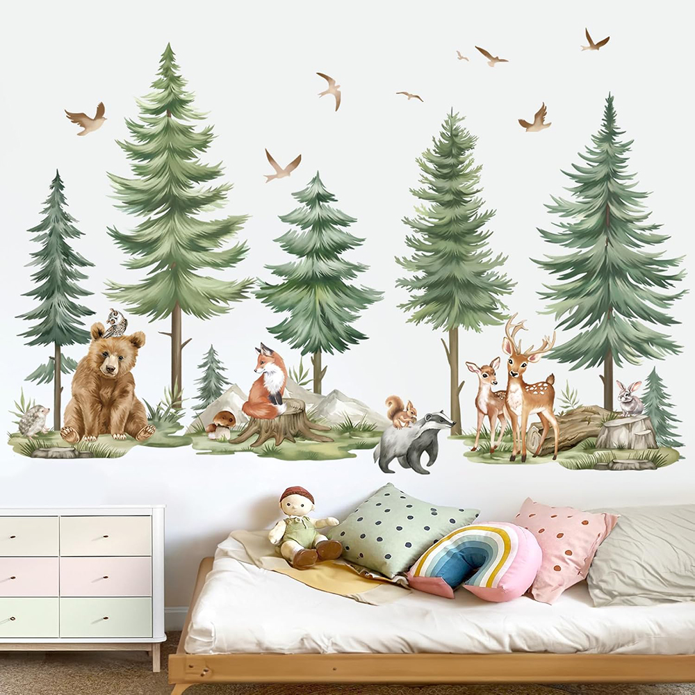 Large Mountain PineTree Wall S - огляд і ціна Baby Nursery Jungle Animals