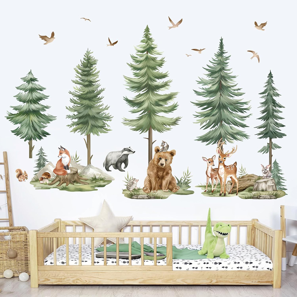 Large Mountain PineTree Wall S - огляд і ціна Baby Nursery Jungle Animals