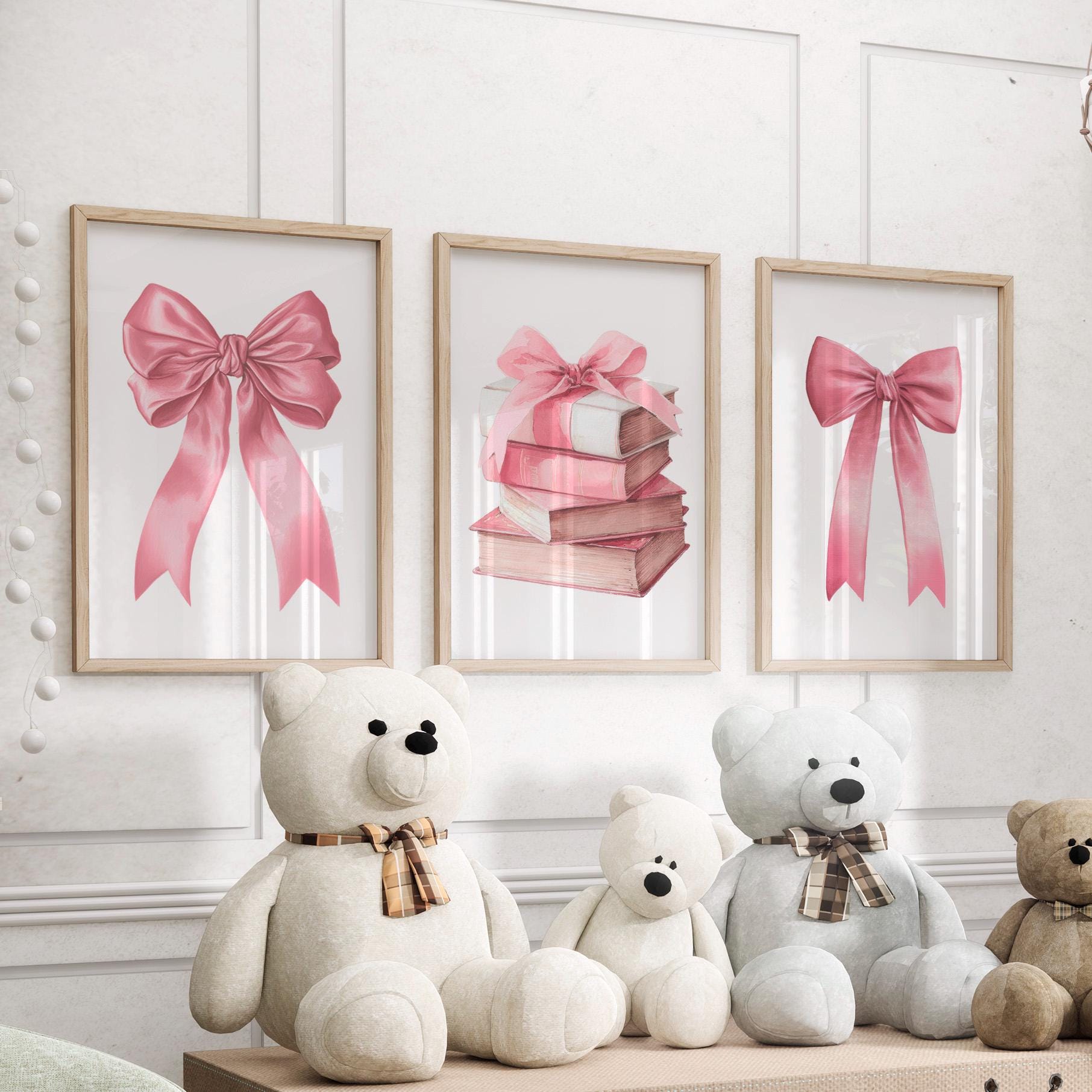3pcs/Set frameless,Pink Bows W - огляд і ціна Baby Nursery Frames