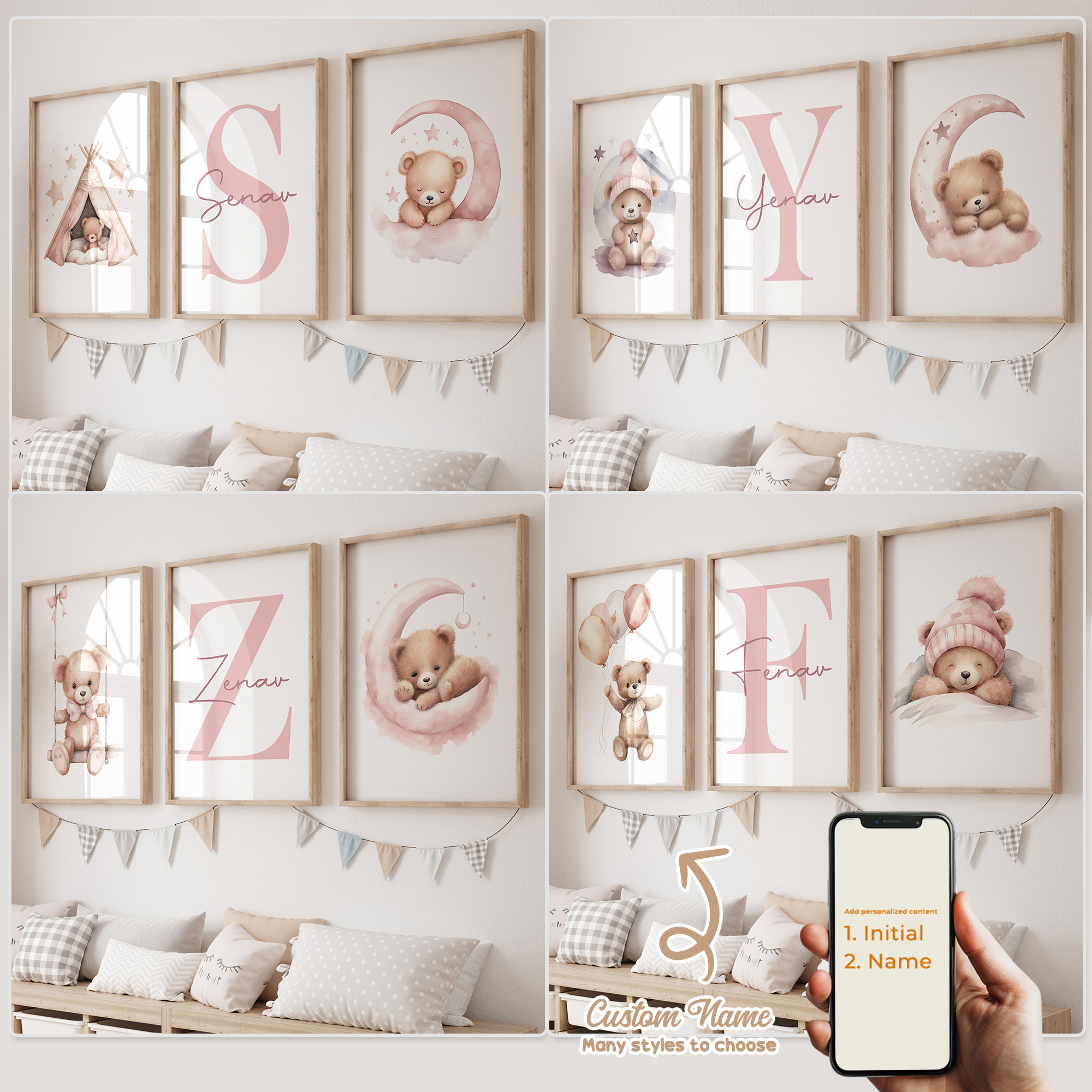 3pcs Personalized Custom Name  - огляд і ціна Baby Nursery Decor Girl