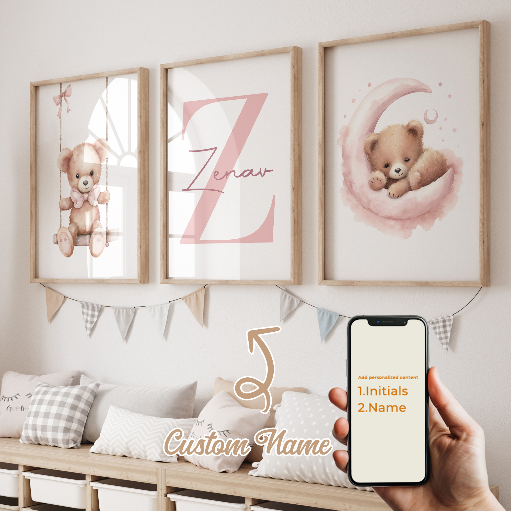 3pcs Personalized Custom Name  - огляд і ціна Baby Nursery Decor Girl