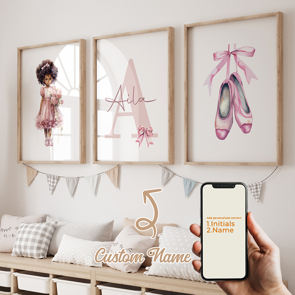 3pcs Personalized Custom Name  - огляд і ціна Baby Nursery Decor Girl