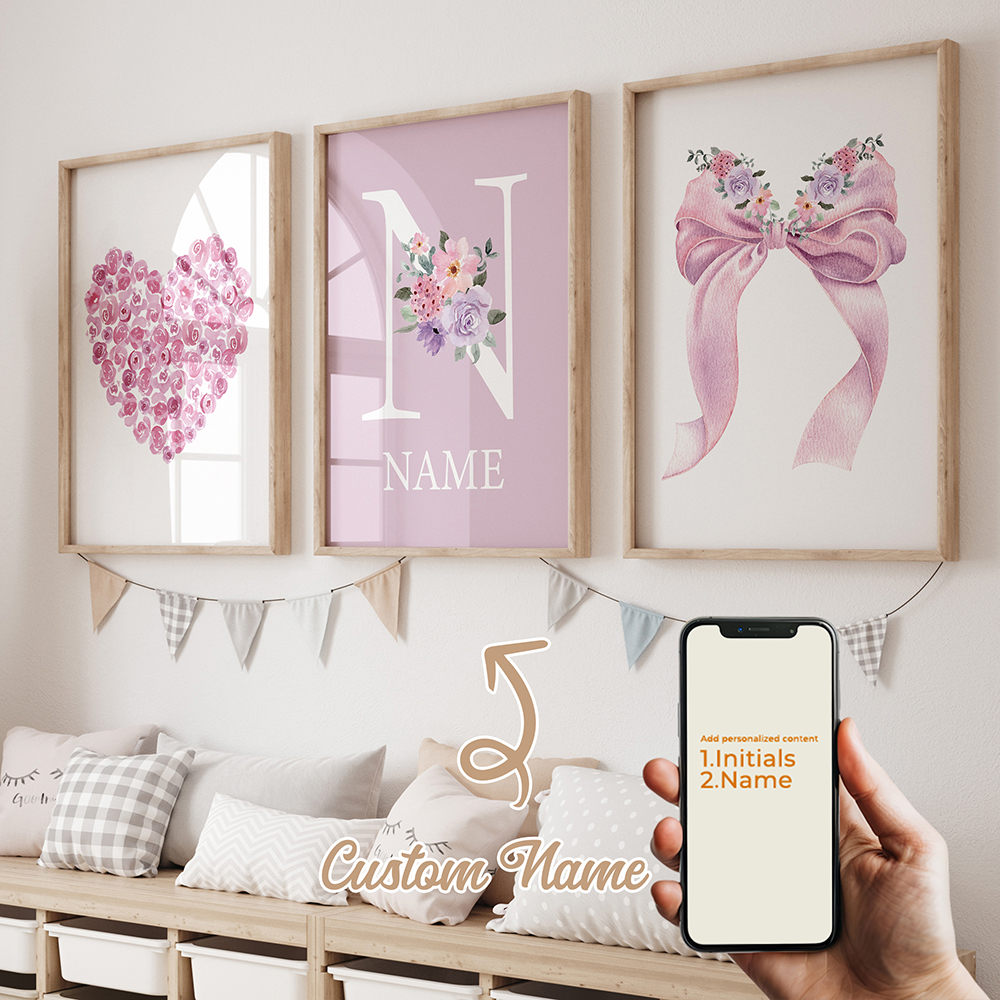 3pcs Personalized Custom Name  - огляд і ціна Baby Nursery Decor Girl