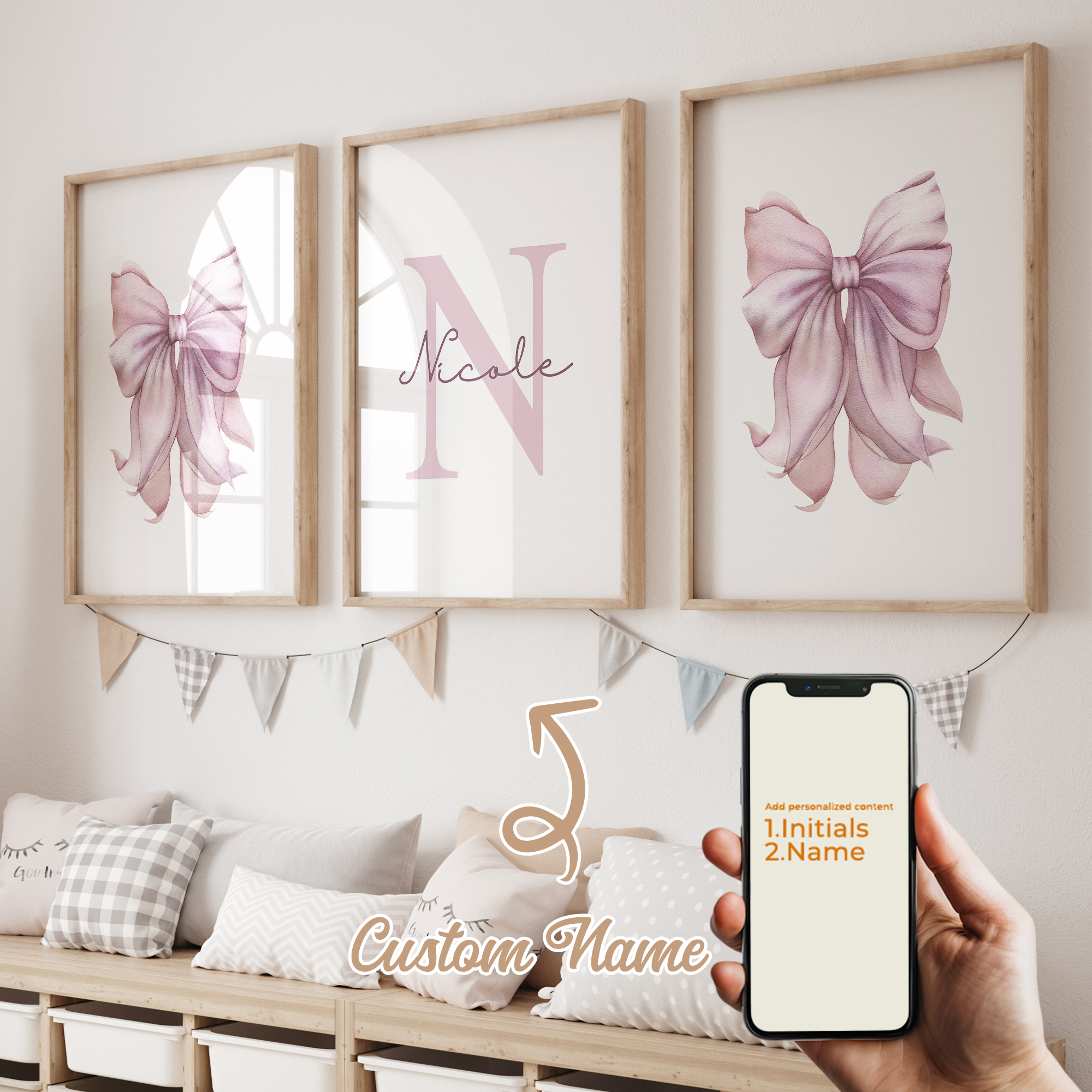 3pcs Personalized Custom Name  - огляд і ціна Baby Nursery Decor Girl
