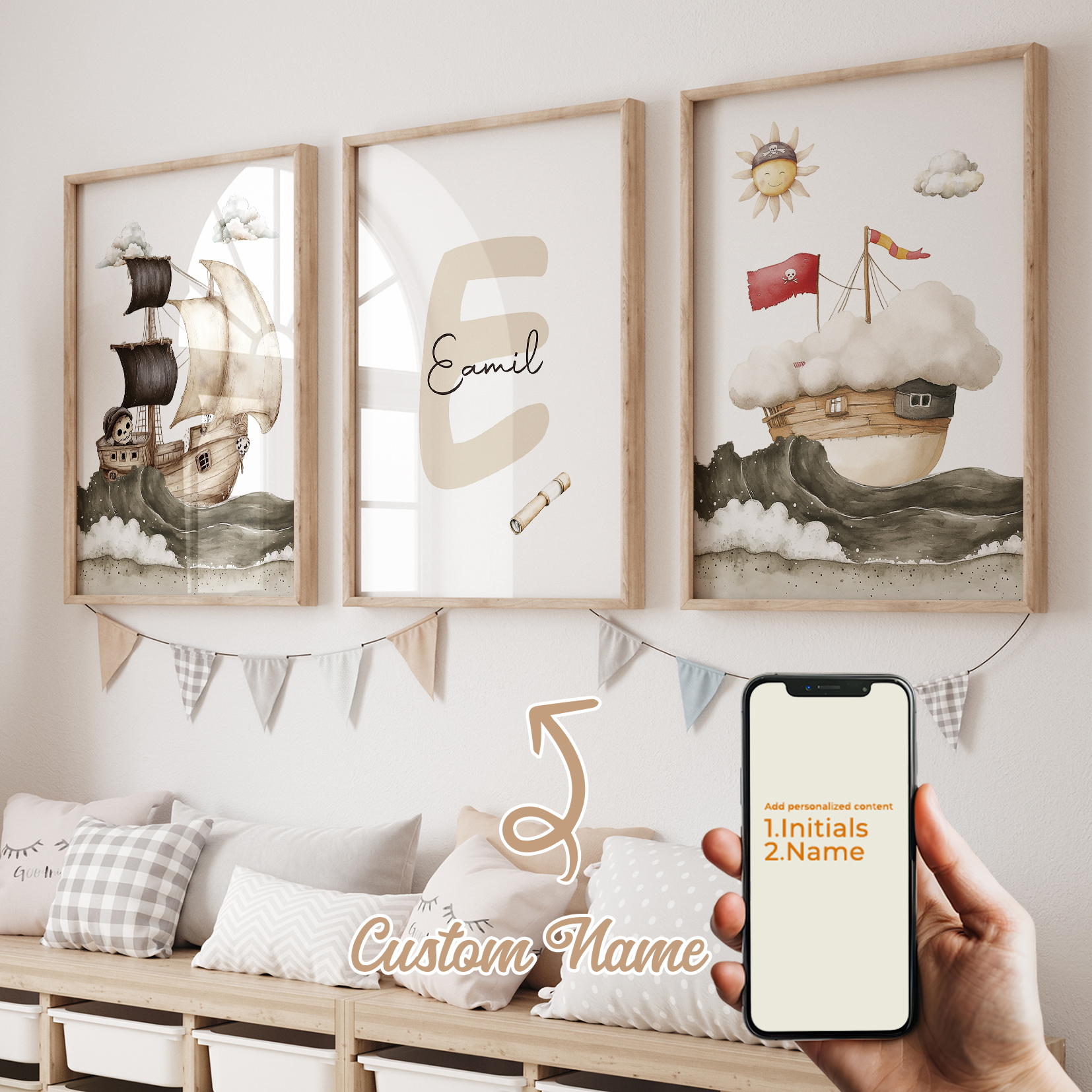 3pcs Personalized Custom Name  - огляд і ціна Baby Nursery Name