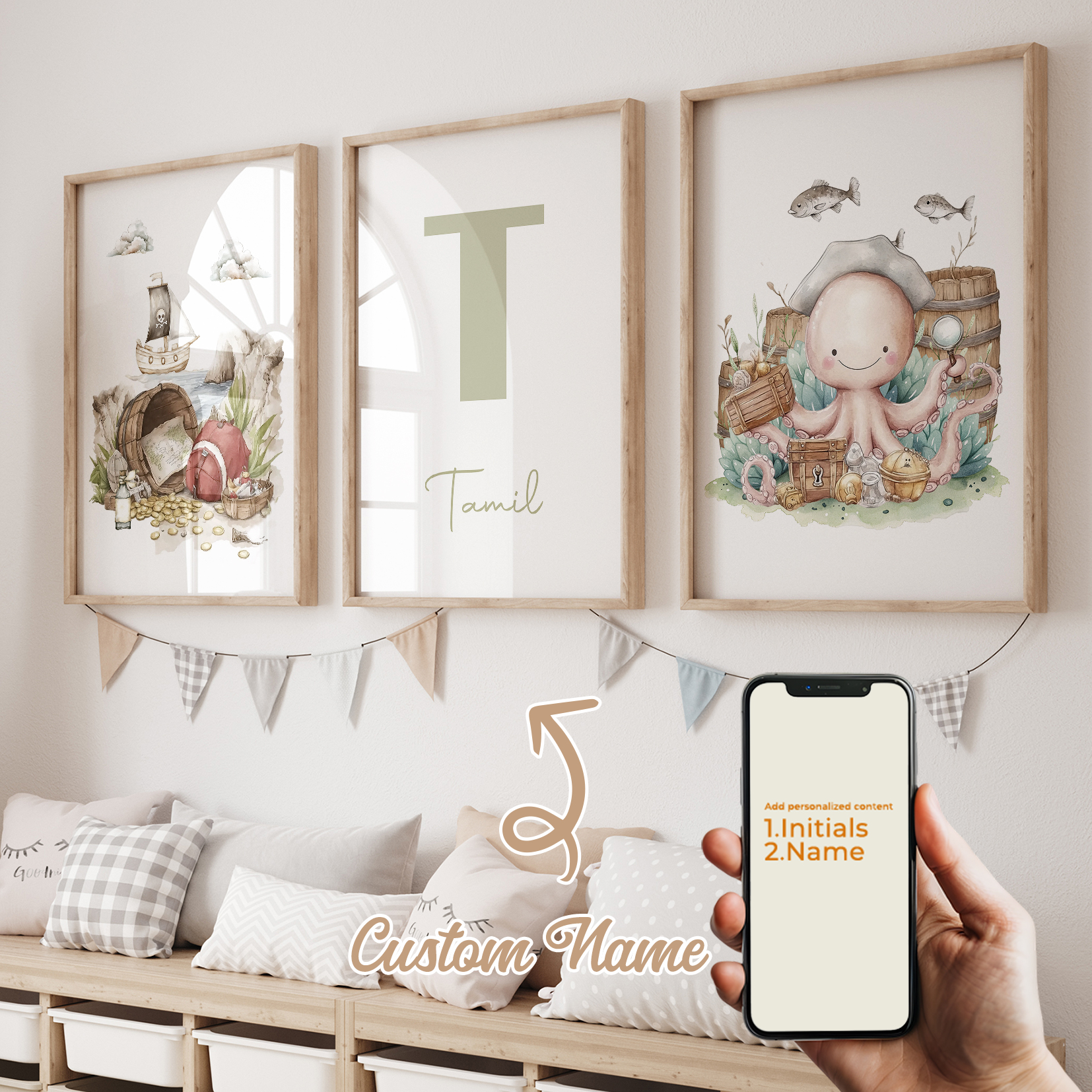 3pcs Personalized Custom Name  - огляд і ціна Baby Nursery Name