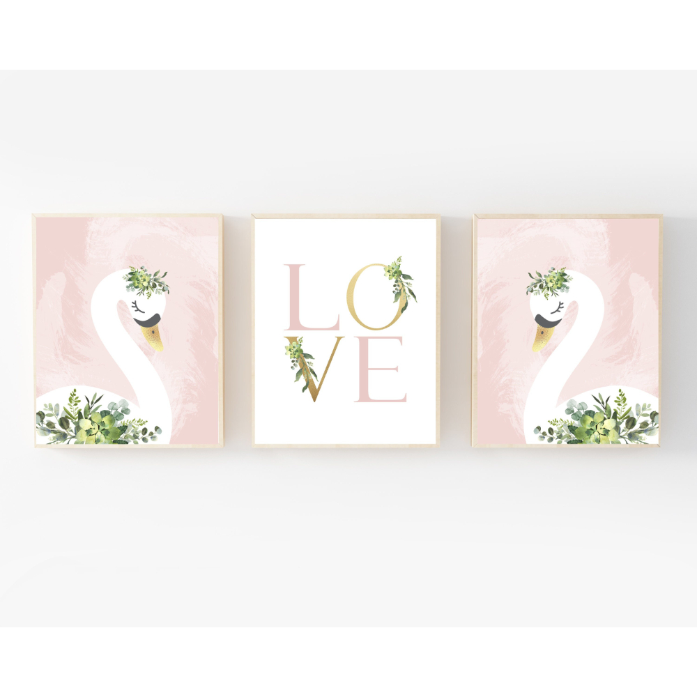 3pcs Light Pink Swan Text-Them - огляд і ціна Baby Nursery Themes Girl