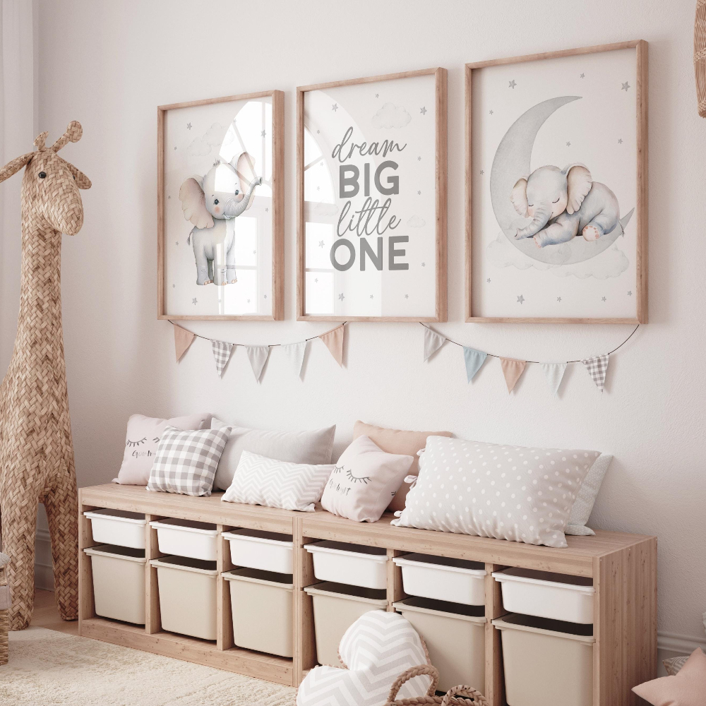 Elephant Nursery Print Set Neu - огляд і ціна Baby Nursery Elephant Theme