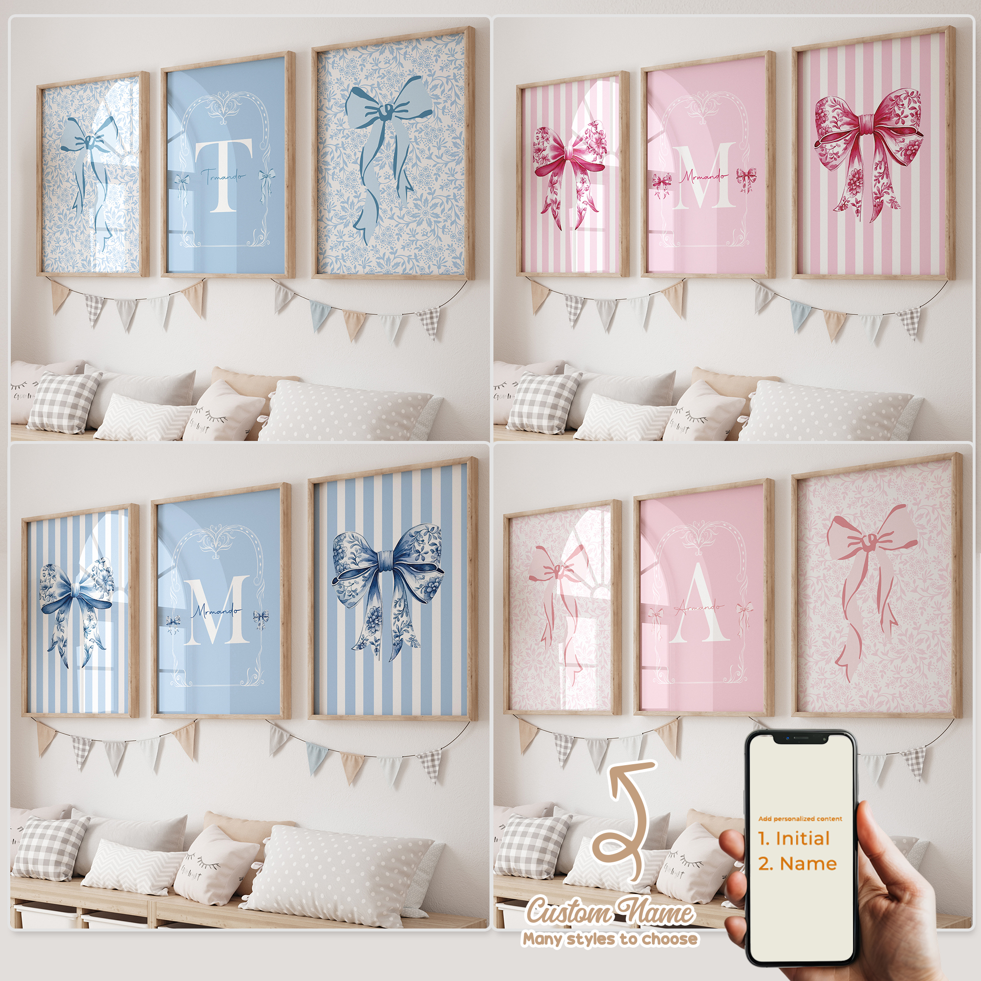 3pcs Personalized Custom Name  - огляд і ціна Baby Nursery Decor Girl