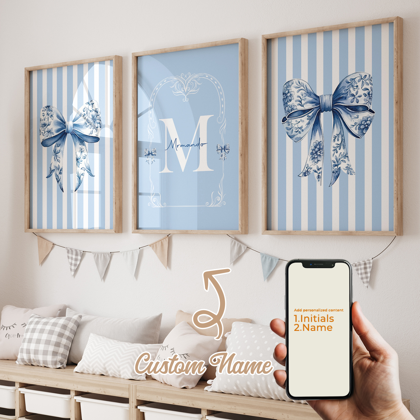 3pcs Personalized Custom Name  - огляд і ціна Baby Nursery Decor Girl