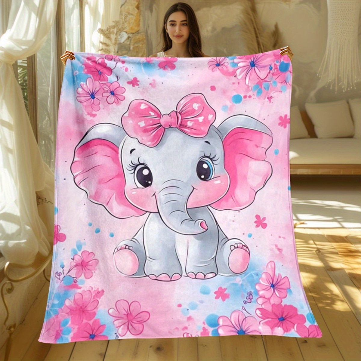 1pc Cute Pink Elephant with Bo - огляд і ціна Baby Nursery Elephant Theme
