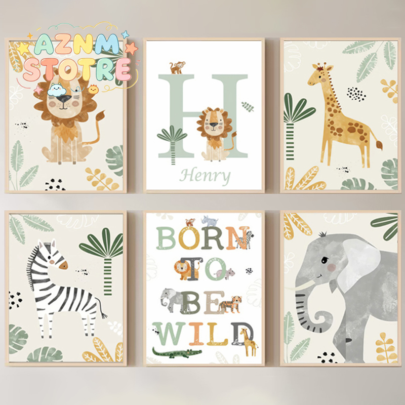 Baby Name Customized Poster Ju - огляд і ціна Baby Nursery Jungle Animals